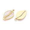 304 Stainless Steel Pave Natural Shell Pendants STAS-N115-21A-G-2