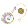 Natural Amethyst Chip & Alloy Ring Pendant Decorations HJEW-TA00119-02-4