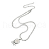 304 Stainless Steel Clear Cubic Zirconia Flat Round Virgin with Feather Pendant Necklaces NJEW-H055-04P-4