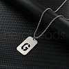 Rectangle with Letter Pattern Hollow Out 201 Stainless Steel Pendant Necklaces FS-WG34D20-10-1