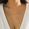 Alloy & Iron & Crystal Rhinestone Flat Round Long Tassel Cuff Choker Necklaces for Women FS-WG10CA4-04-1