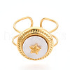 Ion Plating(IP) 304 Stainless Steel Adjustable Open Cuff Rings for Women RJEW-N050-01G-2