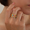 Sweet Hollow Irregular Stainless Steel Enamel Cuff Ring DG2321-2