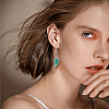 FIBLOOM 3 Pairs 3 Styles Natural Mixed Gemstone Wings Dangle Earrings with Brass Pins for Women EJEW-FI0003-19-7