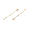 Brass Curb Chain Extenders with Micro Pave Cubic Zirconia Heart Charm KK-I702-54G-2