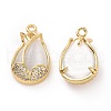 Brass Micro Pave Clear Cubic Zirconia Pendants ZIRC-F133-04G-1