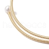Natural Cultured Freshwater Pearl Bangle with Star Moon Brass Beads BJEW-JB10194-4