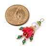 2Pcs Christmas Glass Seed Beaded Human Pendants PALLOY-MZ00785-2