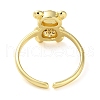 Rack Plating Brass Micro Pave Cubic Zirconia Open Cuff Rings RJEW-K266-07A-G-3