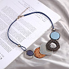 Bohemian Style Alloy and Raffia Geometric Pendant PU Leather Cord Bib Necklaces FS-WG7F958-01-1