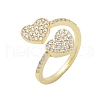 Brass Micro Pave Cubic Zirconia Cuff Rings for Women RJEW-C129-12G-4