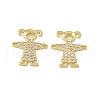 Brass Micro Pave Clear Cubic Zirconia Connector Charms KK-E068-VC084-2