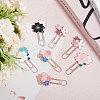 Globleland 7 Pcs 7 Style Rose Gold Tone Zinc Alloy Enamel Bookmarks AJEW-GL0001-88-4