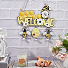 Bee Wood Hanging Welcome Sign HJEW-WH0071-01-3