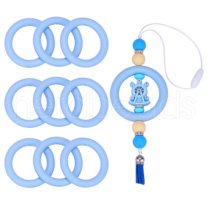9Pcs Ring Food Grade Eco-Friendly Silicone Focal Beads JX895D-1