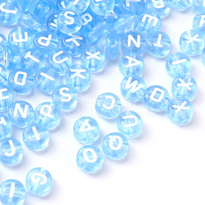 Transparent Cornflower Blue Acrylic Beads TACR-YW0001-08D-1
