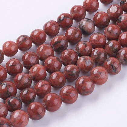 Natural Sesame Jasper/Kiwi Jasper Beads Strands G-G149-6mm-2-1