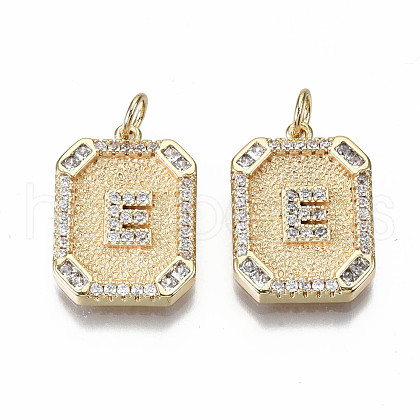 Brass Micro Pave Clear Cubic Zirconia Pendants KK-S356-234E-G-NF-1