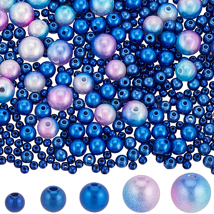 SOFPLATE 1830Pcs 5 Styles ABS Plastic Imitation Pearl Beads MACR-SP0001-03B-1
