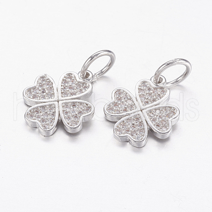 Brass Micro Pave Cubic Zirconia Pendants X-ZIRC-P064-12P-1