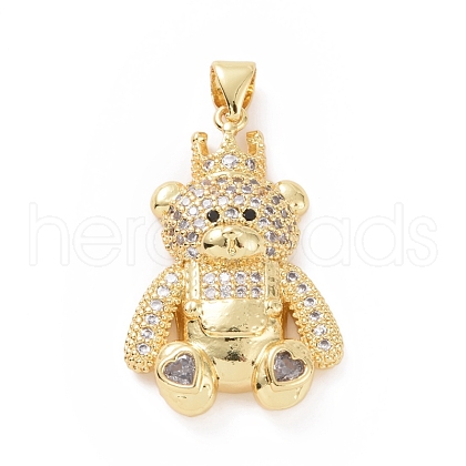 Brass Cubic Zirconia Pendants ZIRC-K089-15G-01-1