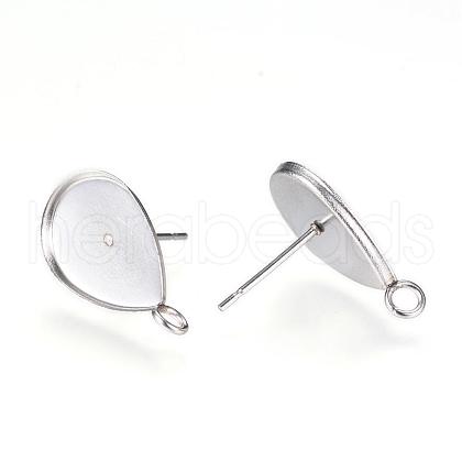 Non-Tarnish 304 Stainless Steel Stud Earring Settings MAK-R012-05-1