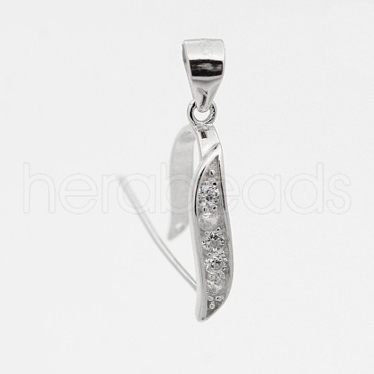 Anti-Tarnish Trendy Rhodium Plated 925 Sterling Silver Micro Pave Cubic Zirconia Pinch Bails STER-M088-22-1