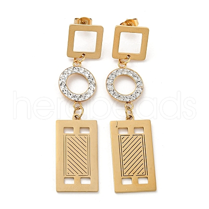 Ion Plating(IP) Golden 304 Stainless Steel Geometry Dangle Stud Earrings EJEW-D083-10E-G-1