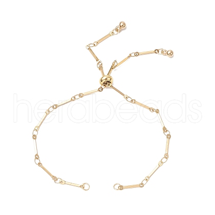 304 Stainless Steel Flat Bar Link Chain Bracelet Slider Making AJEW-JB01347-01-1