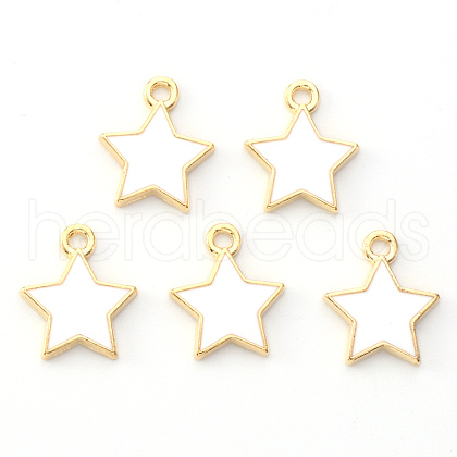Light Gold Plated Alloy Enamel Pendants ENAM-R136-21A-1