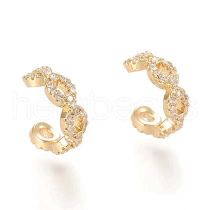Brass Micro Pave Clear Cubic Zirconia Cuff Earrings X-EJEW-M195-09G-1