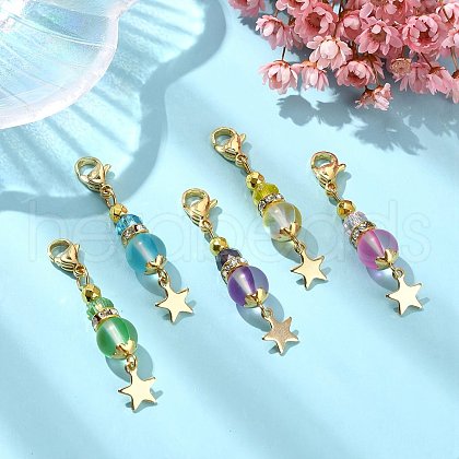 Synthetic Moonstone Pendant Decorations HJEW-JM02199-S-1
