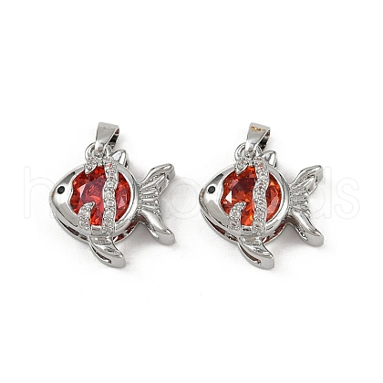 Brass Micro Pave Cubic Zirconia Pendants KK-C093-15P-1