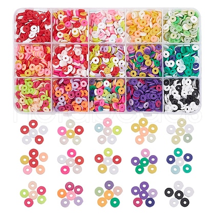 2400Pcs 15 Colors Handmade Polymer Clay Beads CLAY-YW0001-27B-1