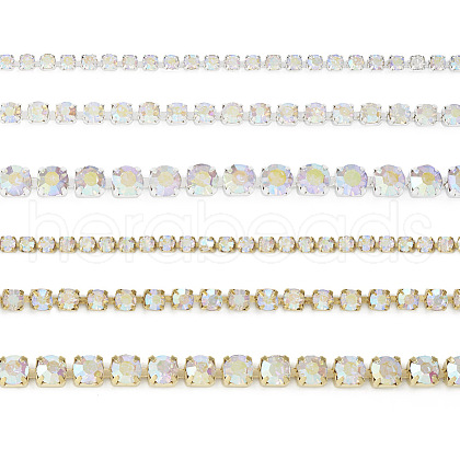 6 Styles Brass Rhinestone Strass Chains CHC-TA0001-05-1