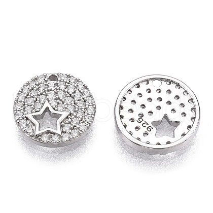 Rhodium Plated 925 Sterling Silver Micro Pave Cubic Zirconia Charms STER-T004-65P-1
