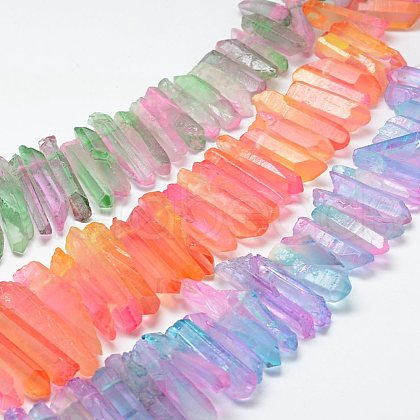 Electroplate Natural Quartz Crystal Beads Strands G-F462-01-1