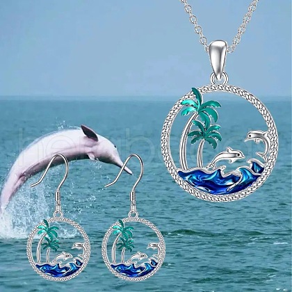 Alloy Pendant Necklaces & Stud Dangle Earrings Sets FS-WG60DFE-06-1