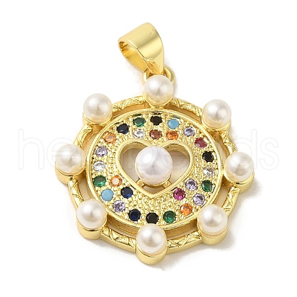 Brass Micro Pave Cubic Zirconia Pendants KK-Z042-29G-01-1