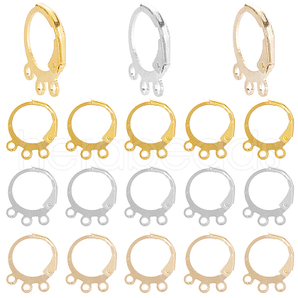 SUNNYCLUE 90Pcs 3 Colors Brass Leverback Earring Findings KK-SC0004-53-1