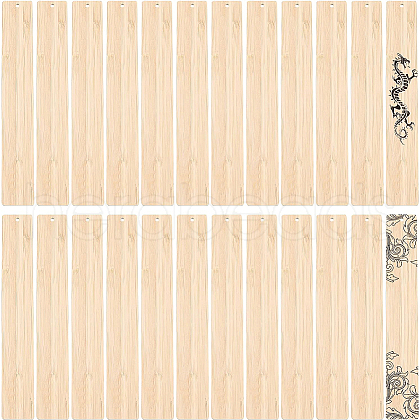 BENECREAT 24Pcs Blank Bamboo Bookmark FIND-BC0003-45B-1