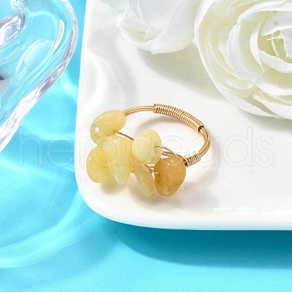 Natural Topaz Jade Finger Rings for Women RJEW-TA00202-04-1
