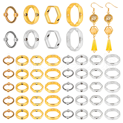   96Pcs 8 Styles Tibetan Style Alloy Bead Frame Sets TIBEB-PH0005-19-1