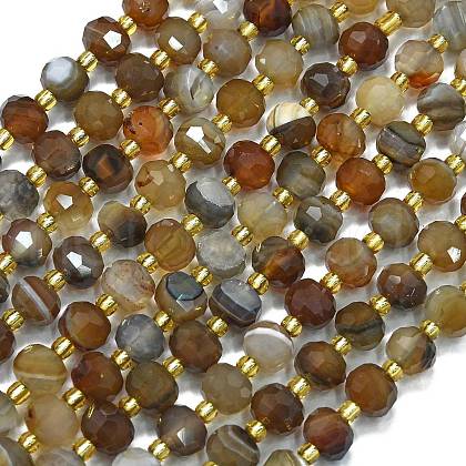Natural Coffee Banded Agate Beads Strands G-K389-E20-01-1