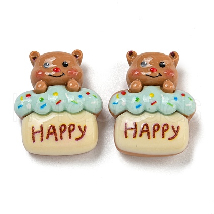 Bear Theme Opaque Resin Cabochons CRES-D040-01D-1