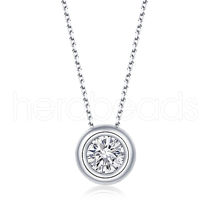 Anti-Tarnish Rhodium Plated 925 Sterling Silver Pave Crystal Moissanite Rhinestone Flat Round Multi-Strand Links STER-U003-05P-1