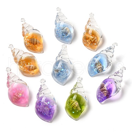 10Pcs Transparent Resin Conch Shell Pendants FIND-B031-01-1