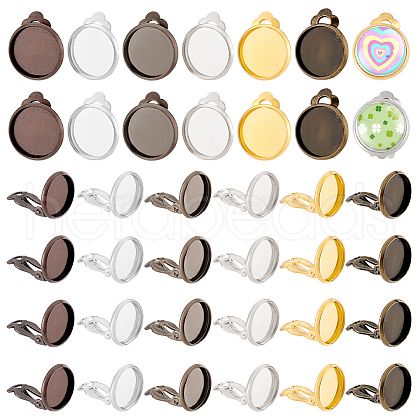 Brass Clip-on Earring Settings KK-PH0035-28-1