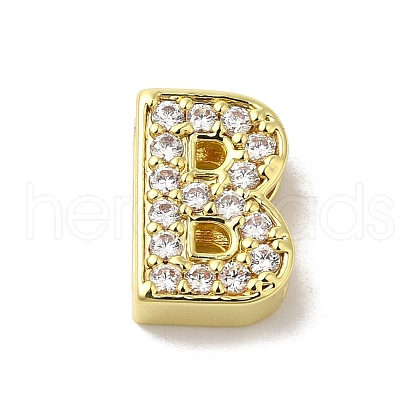 Brass Micro Pave Cubic Zirconia Beads KK-H487-25G-02-1