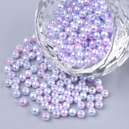 Rainbow ABS Plastic Imitation Pearl Beads OACR-Q174-12mm-01-1